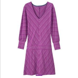 Athleta Sparklelust purple & silver striped dress XS